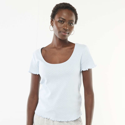 Tee-shirt de pyjama en maille pointelle BLEU