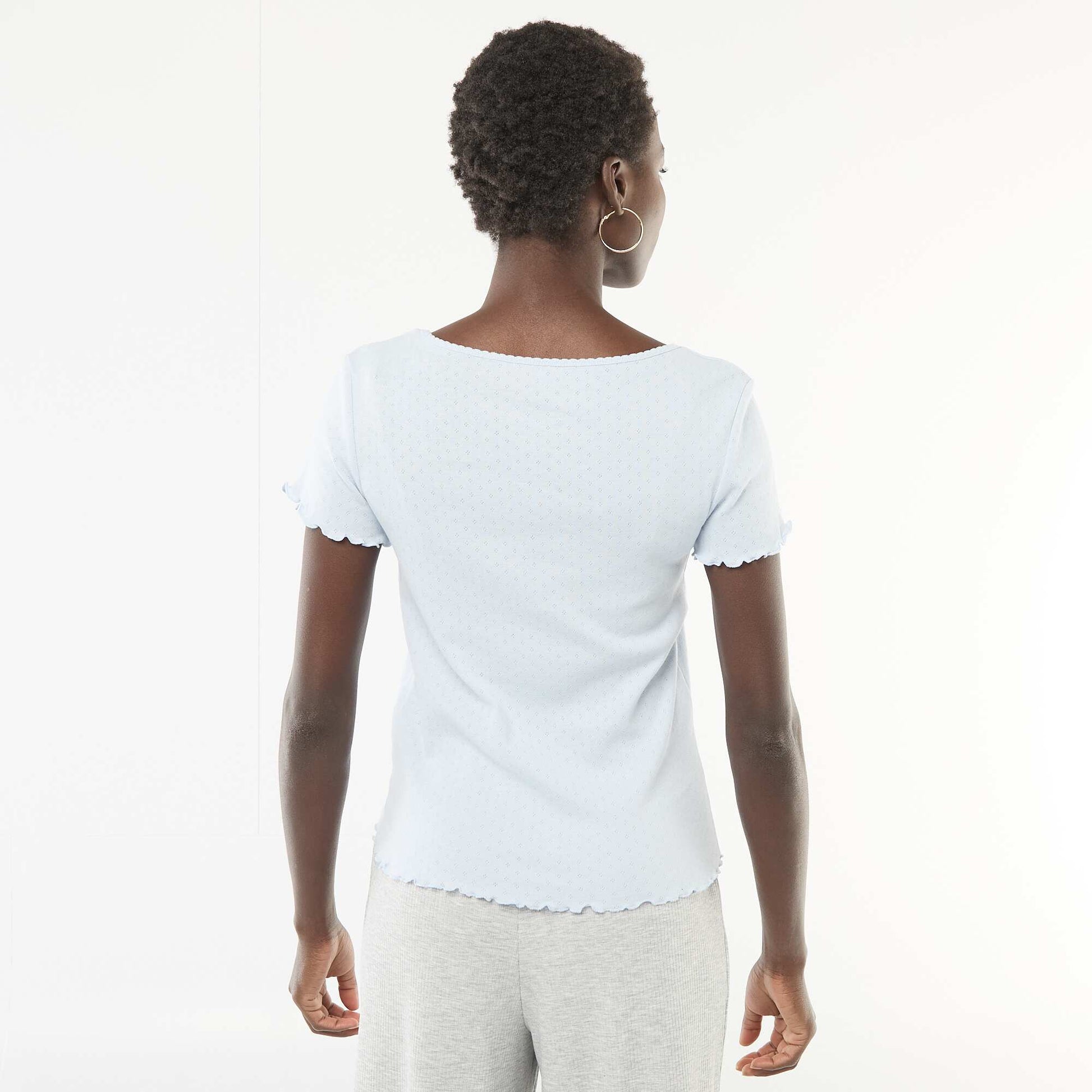 Tee-shirt de pyjama en maille pointelle BLEU