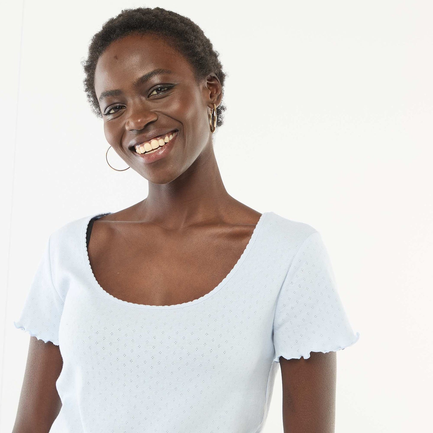 Tee-shirt de pyjama en maille pointelle BLEU