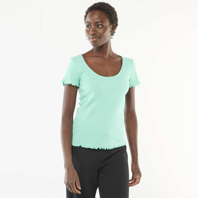 Tee-shirt de pyjama en maille pointelle VERT