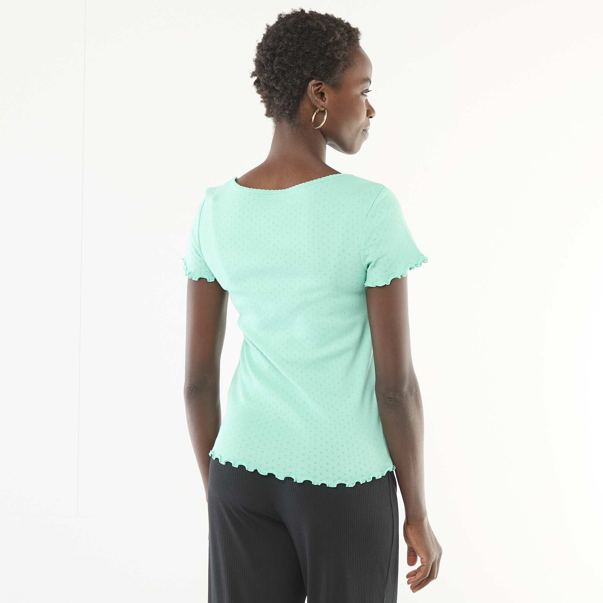 Tee-shirt de pyjama en maille pointelle VERT