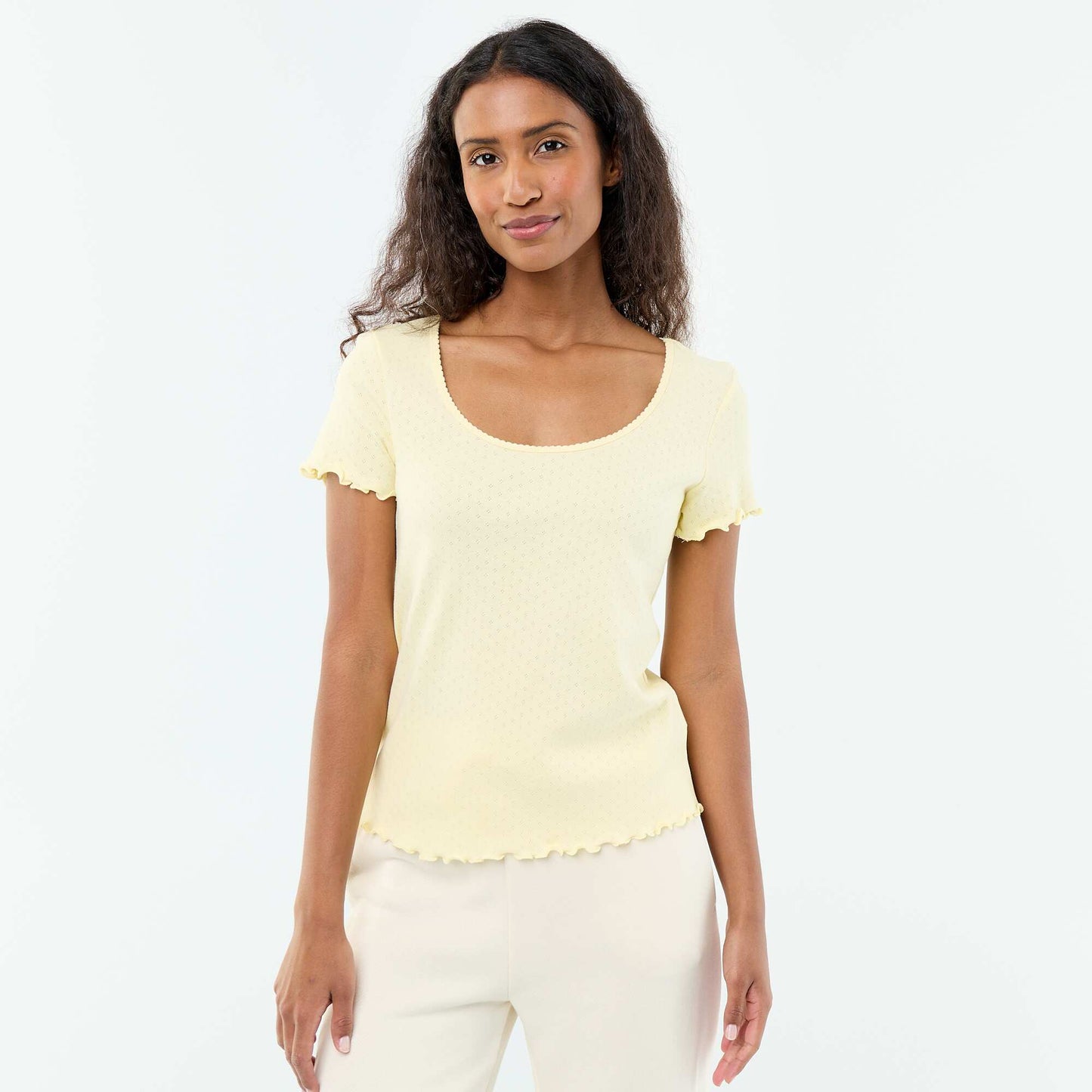 Tee-shirt de pyjama en maille pointelle JAUNE