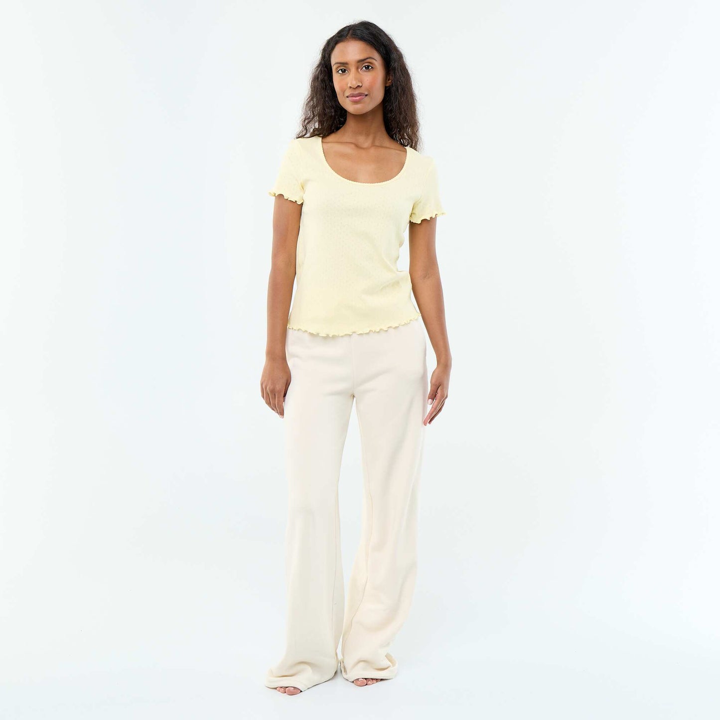 Tee-shirt de pyjama en maille pointelle JAUNE