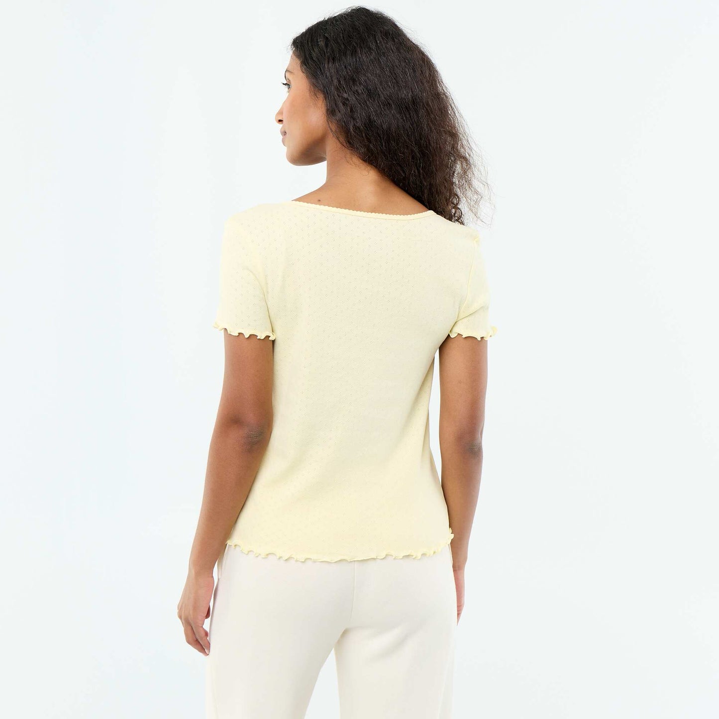 Tee-shirt de pyjama en maille pointelle JAUNE