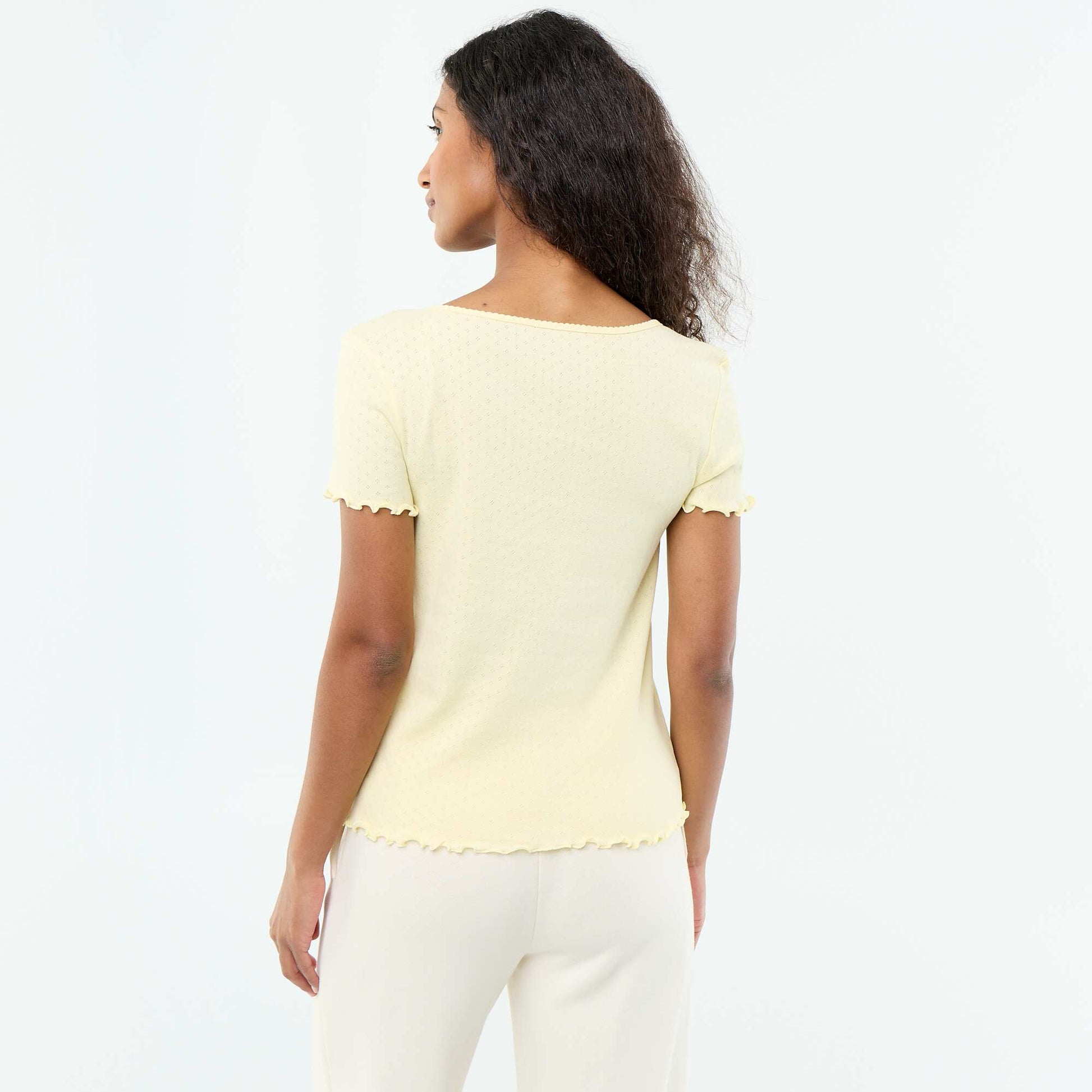 Tee-shirt de pyjama en maille pointelle JAUNE