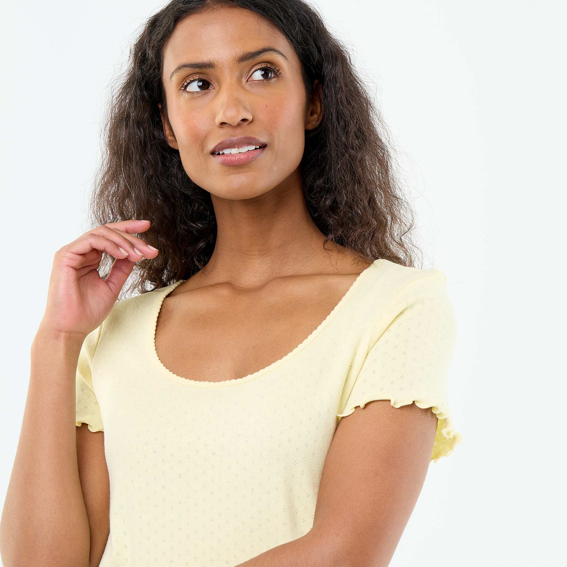 Tee-shirt de pyjama en maille pointelle JAUNE