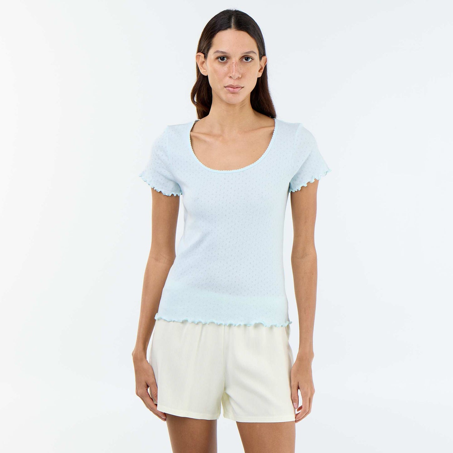 Tee-shirt de pyjama en maille pointelle BLEU