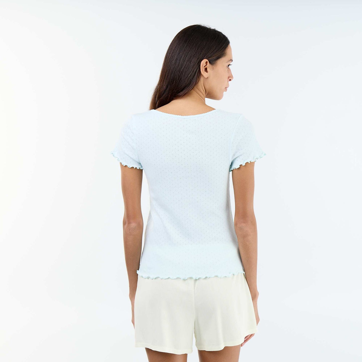 Tee-shirt de pyjama en maille pointelle BLEU