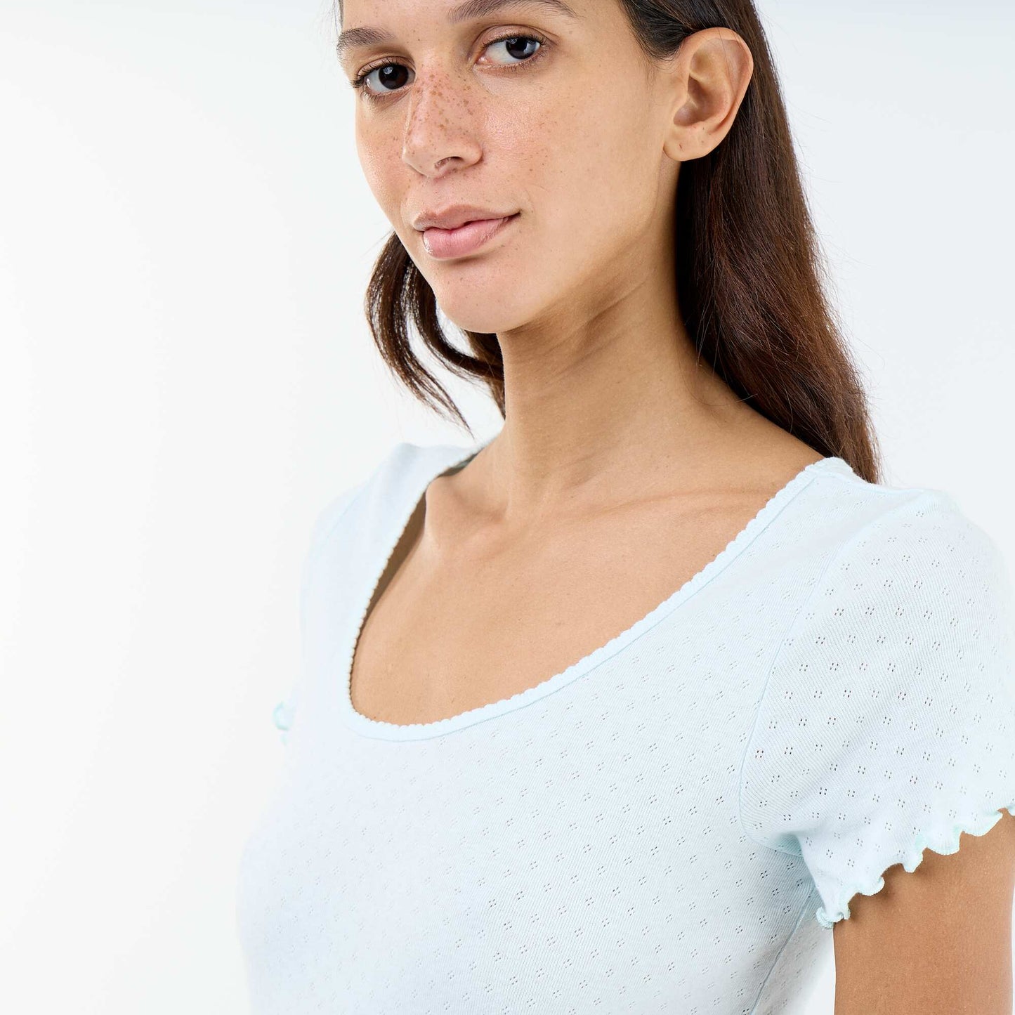 Tee-shirt de pyjama en maille pointelle BLEU