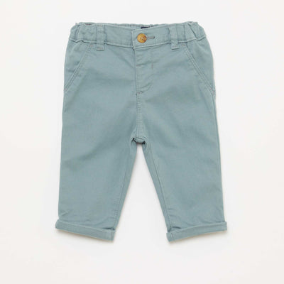 Chino droit en coton stretch BLEU