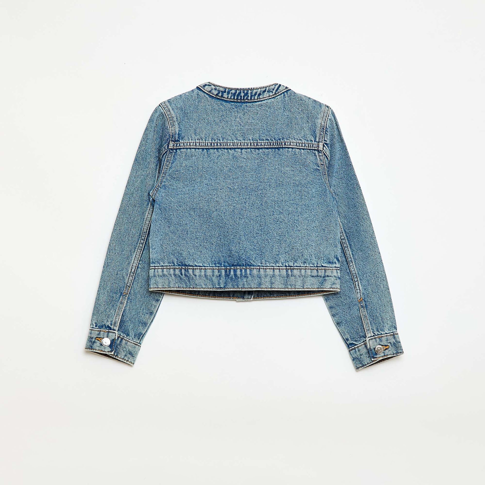 Veste en denim à col rond BLEU
