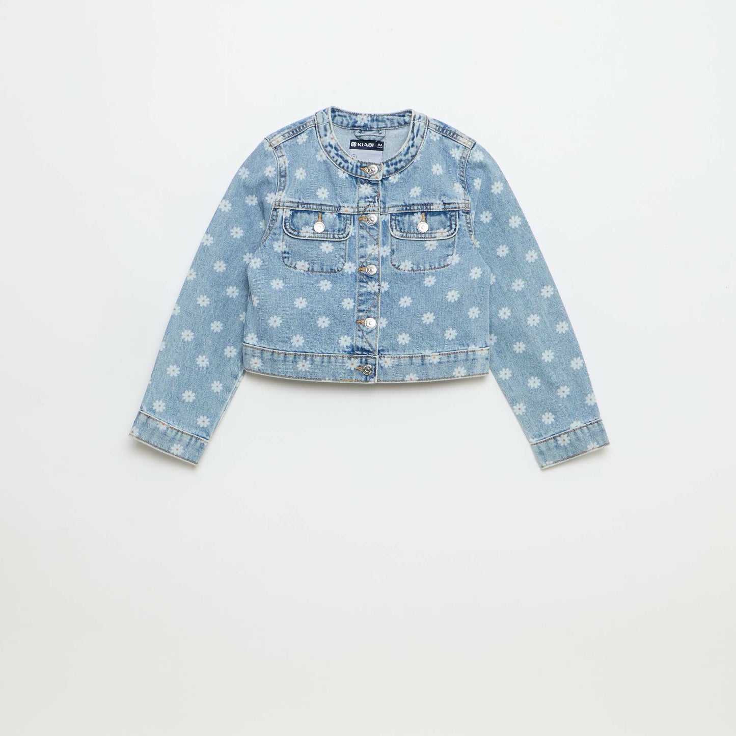 Veste en denim à col rond BLEU