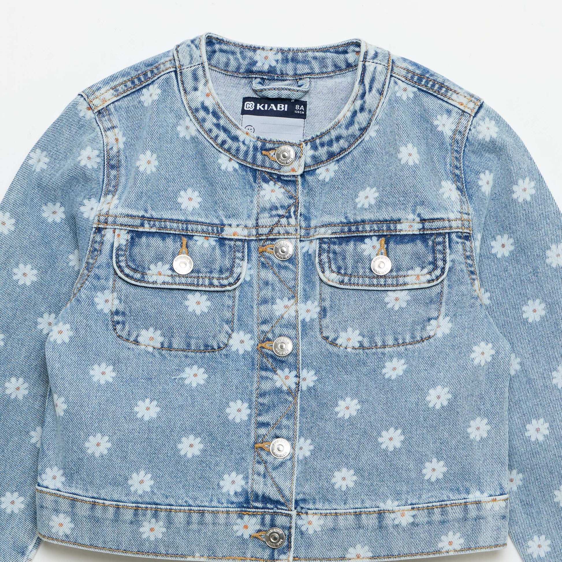 Veste en denim à col rond BLEU