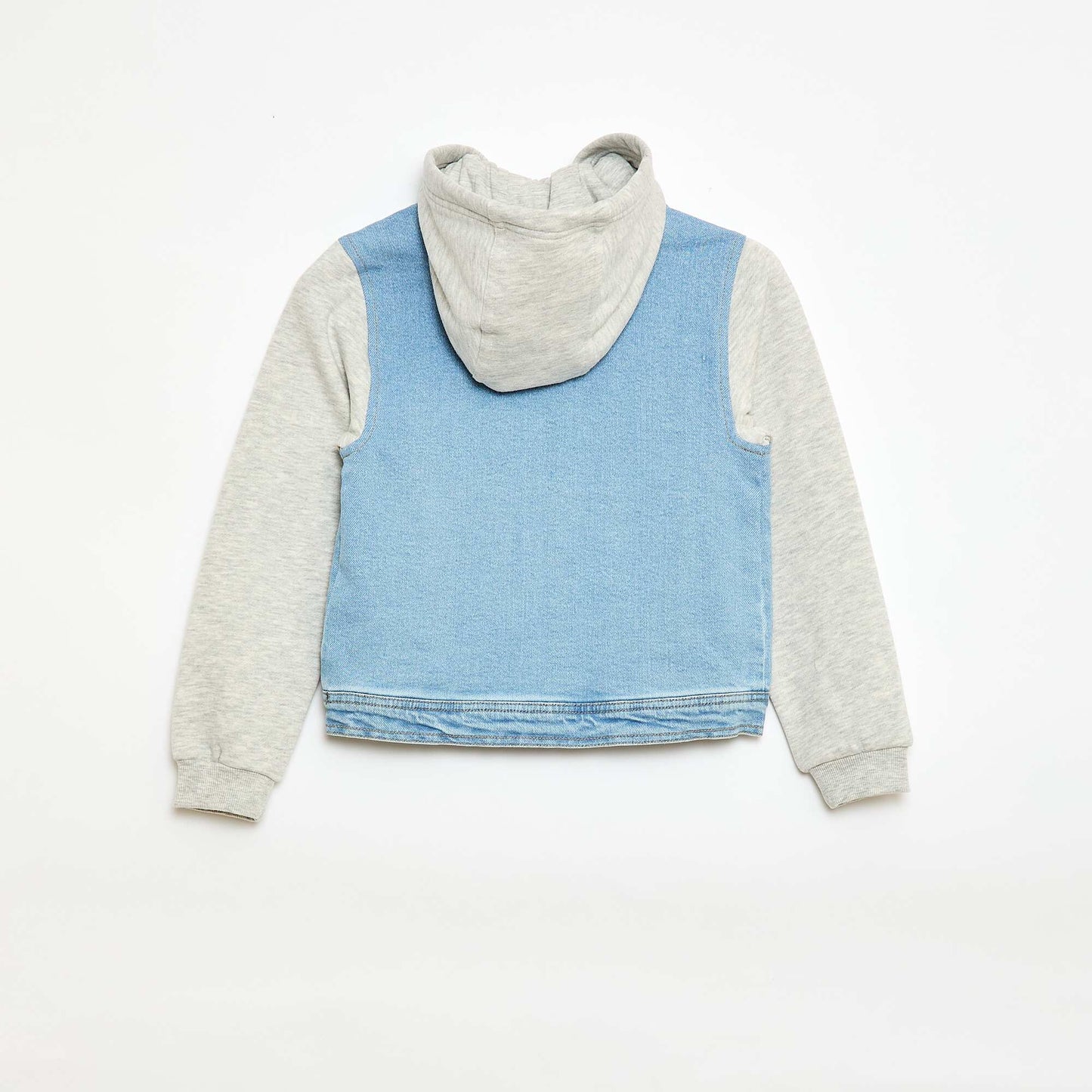 Blouson à capuche denim et jersey BLEU