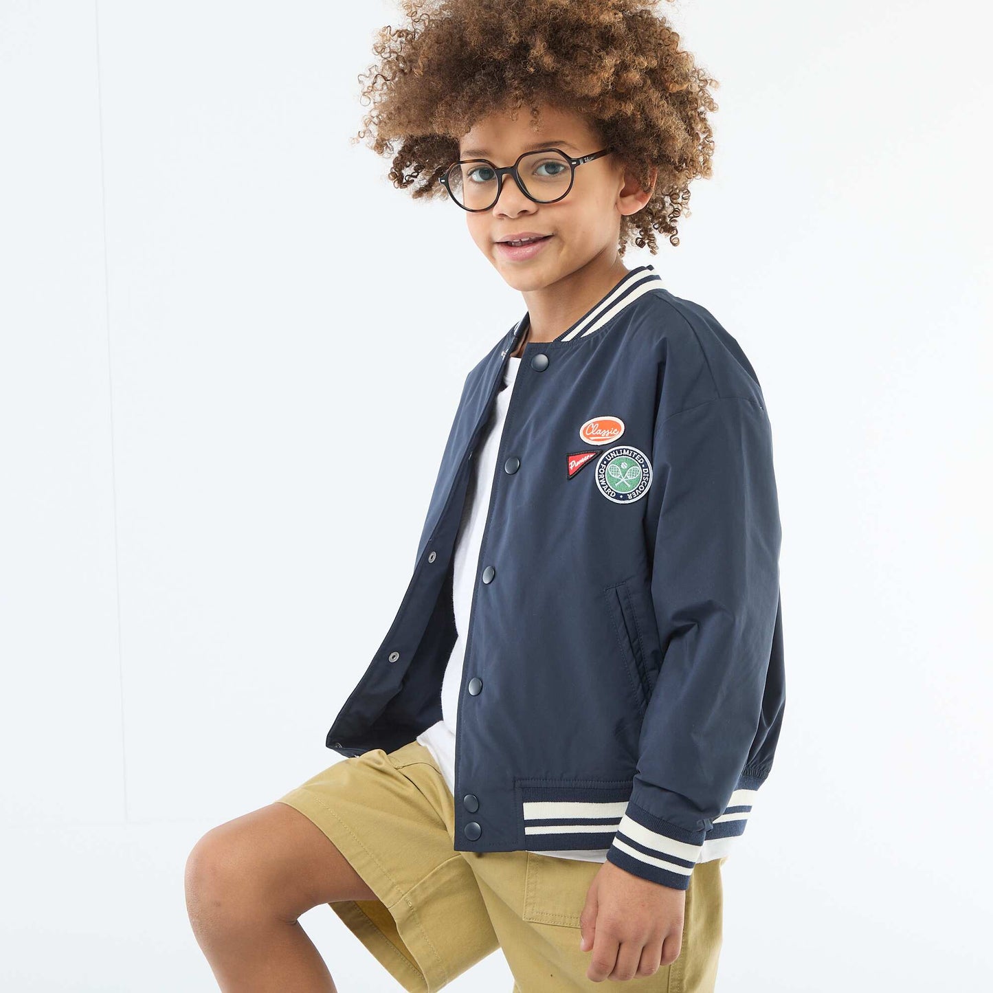 Blouson forme aviateur à pressions BLEU