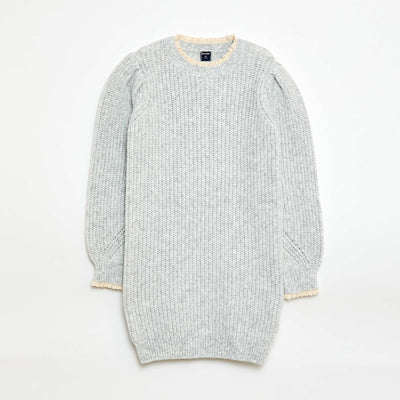 Robe pull avec col en dentelle GRIS