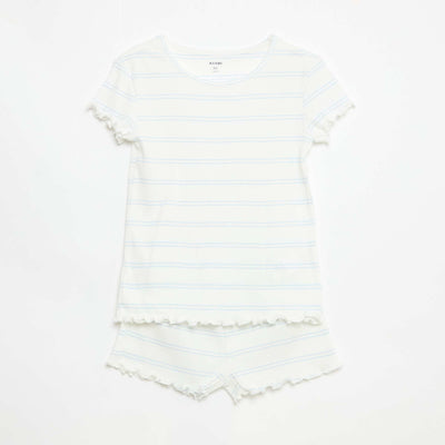 Ensemble de pyjama haut + short en rib coton BLANC