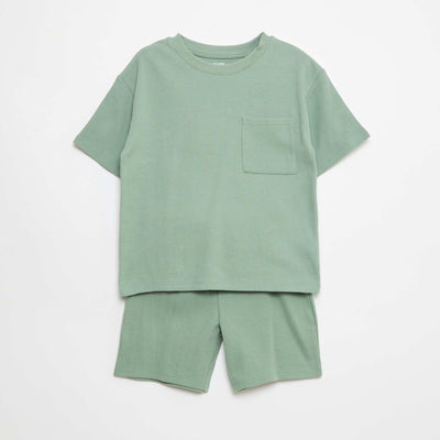 Ensemble de pyjama en coton uni VERT