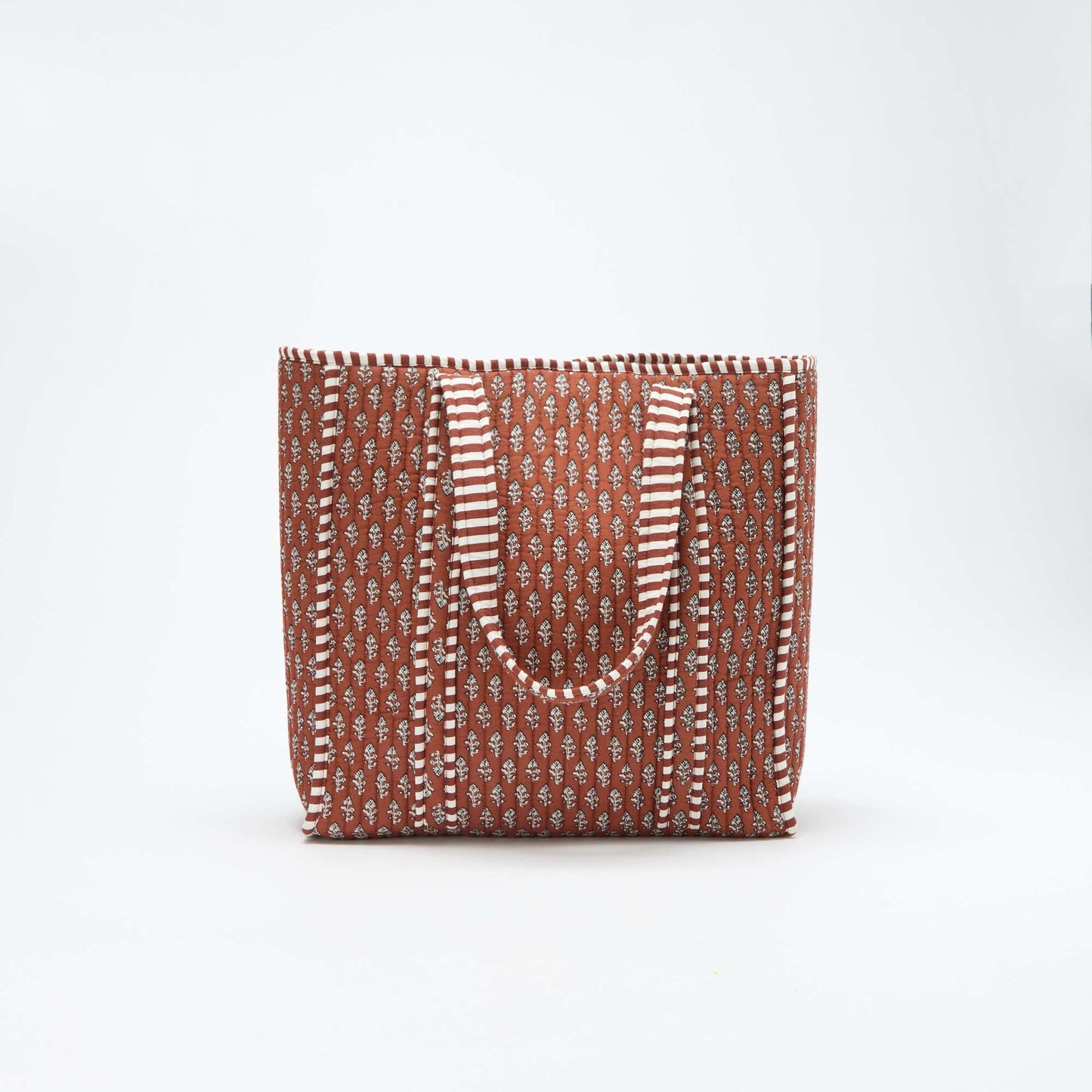 Sac cabas matelassé motif indienne ORANGE