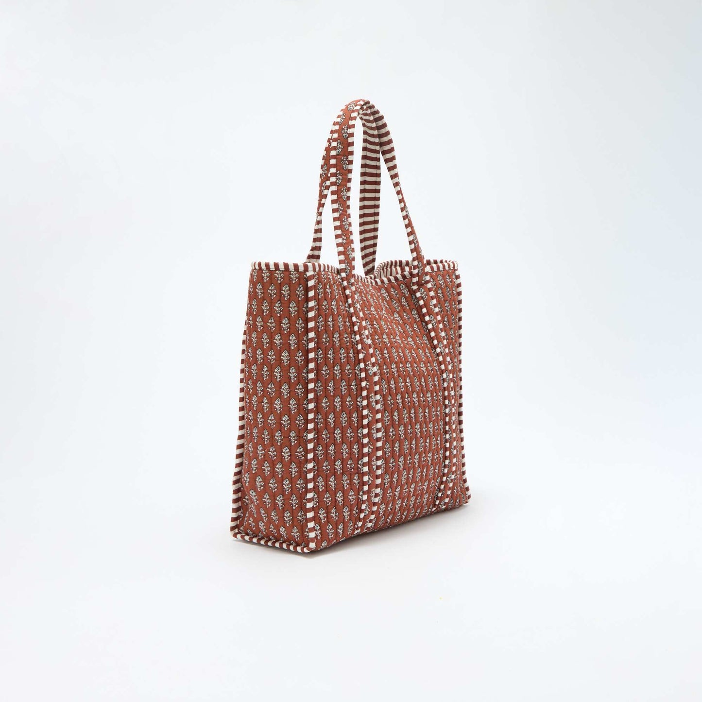 Sac cabas matelassé motif indienne ORANGE