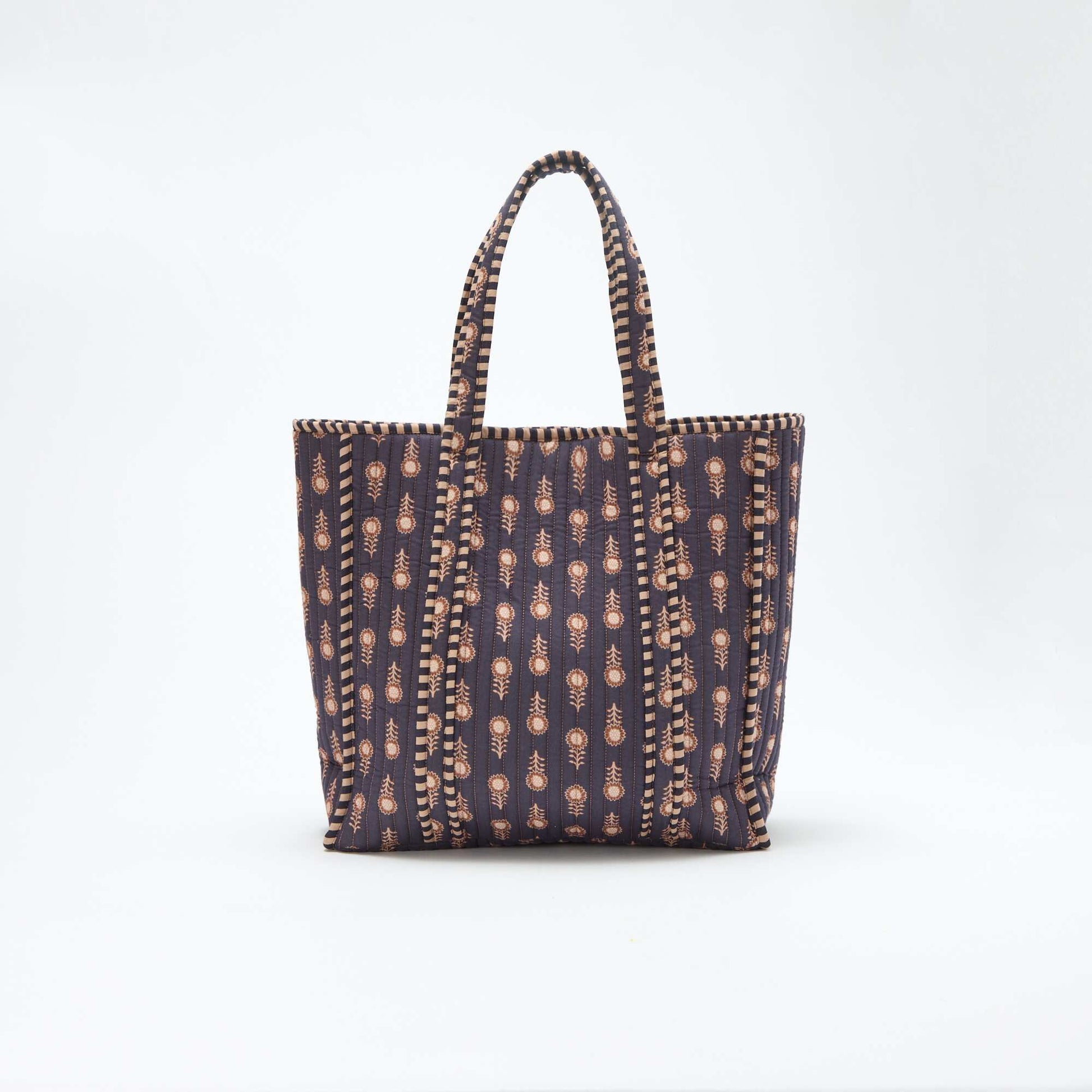 Sac cabas matelassé motif fleurs VIOLET