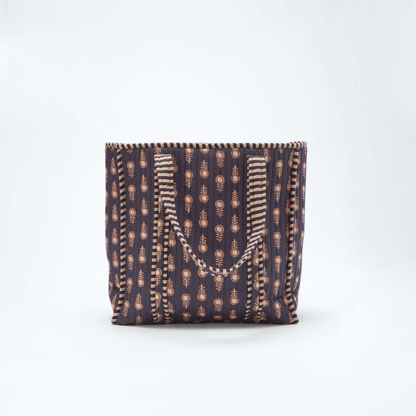 Sac cabas matelassé motif fleurs VIOLET