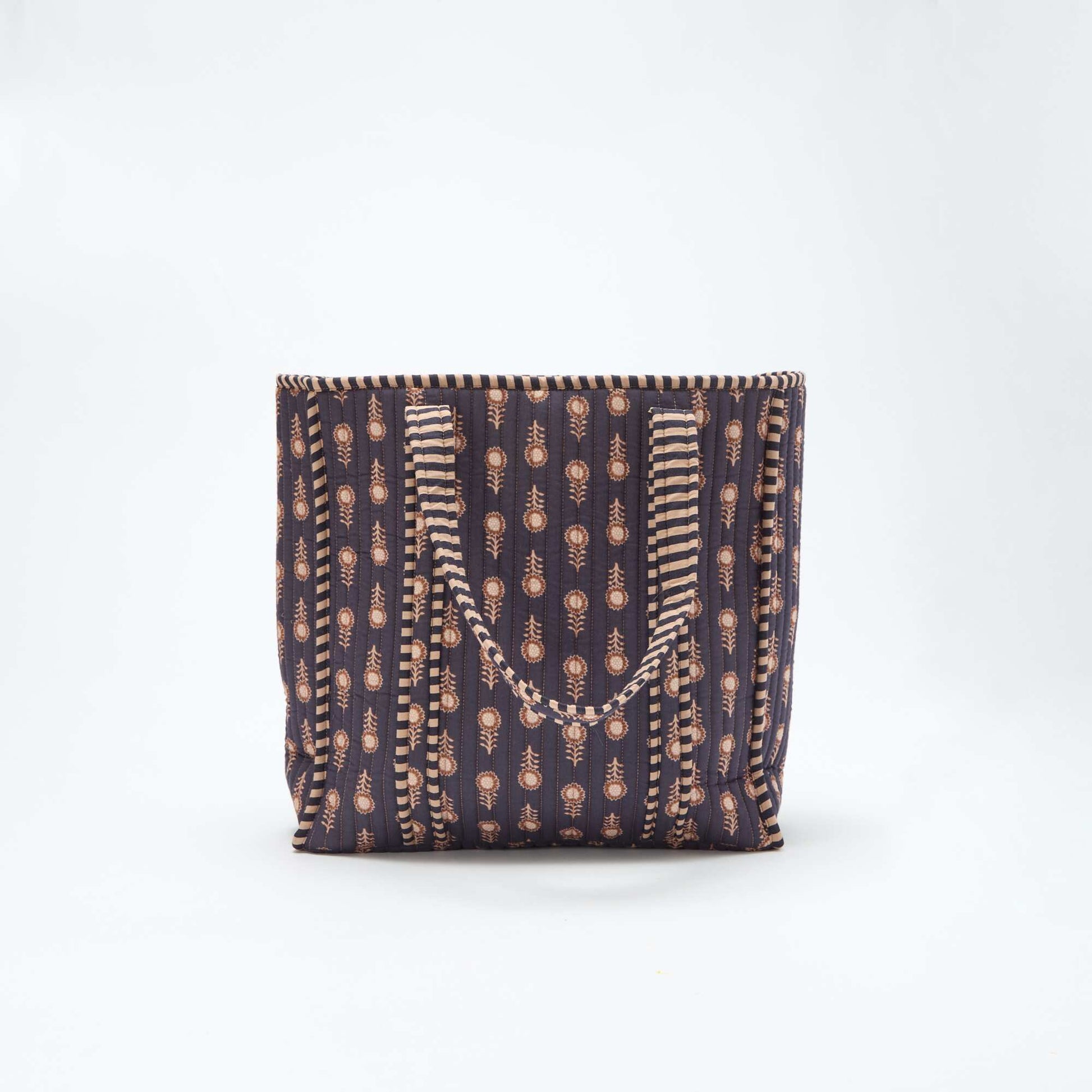 Sac cabas matelassé motif fleurs VIOLET