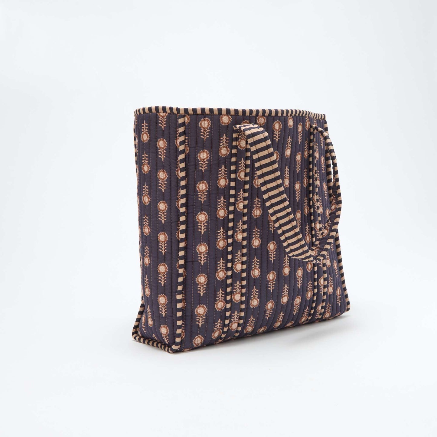 Sac cabas matelassé motif fleurs VIOLET