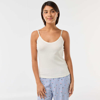 Débardeur fine bretelle réglable en coton uni BLANC