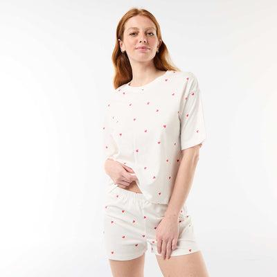 Ensemble de pyjama haut + short en jersey coton BLANC