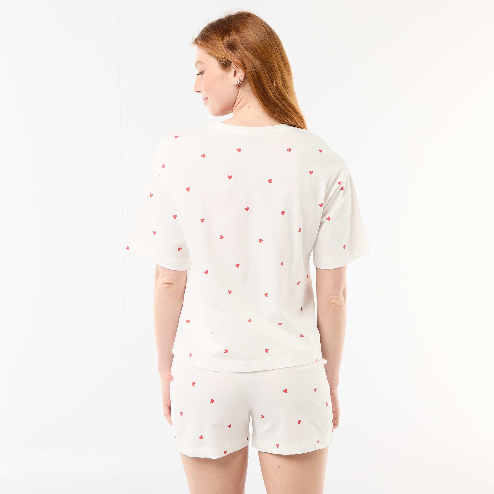 Ensemble de pyjama haut + short en jersey coton BLANC