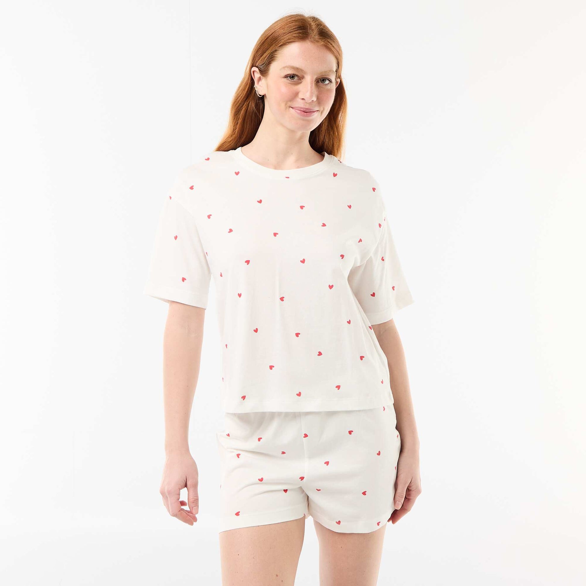 Ensemble de pyjama haut + short en jersey coton BLANC