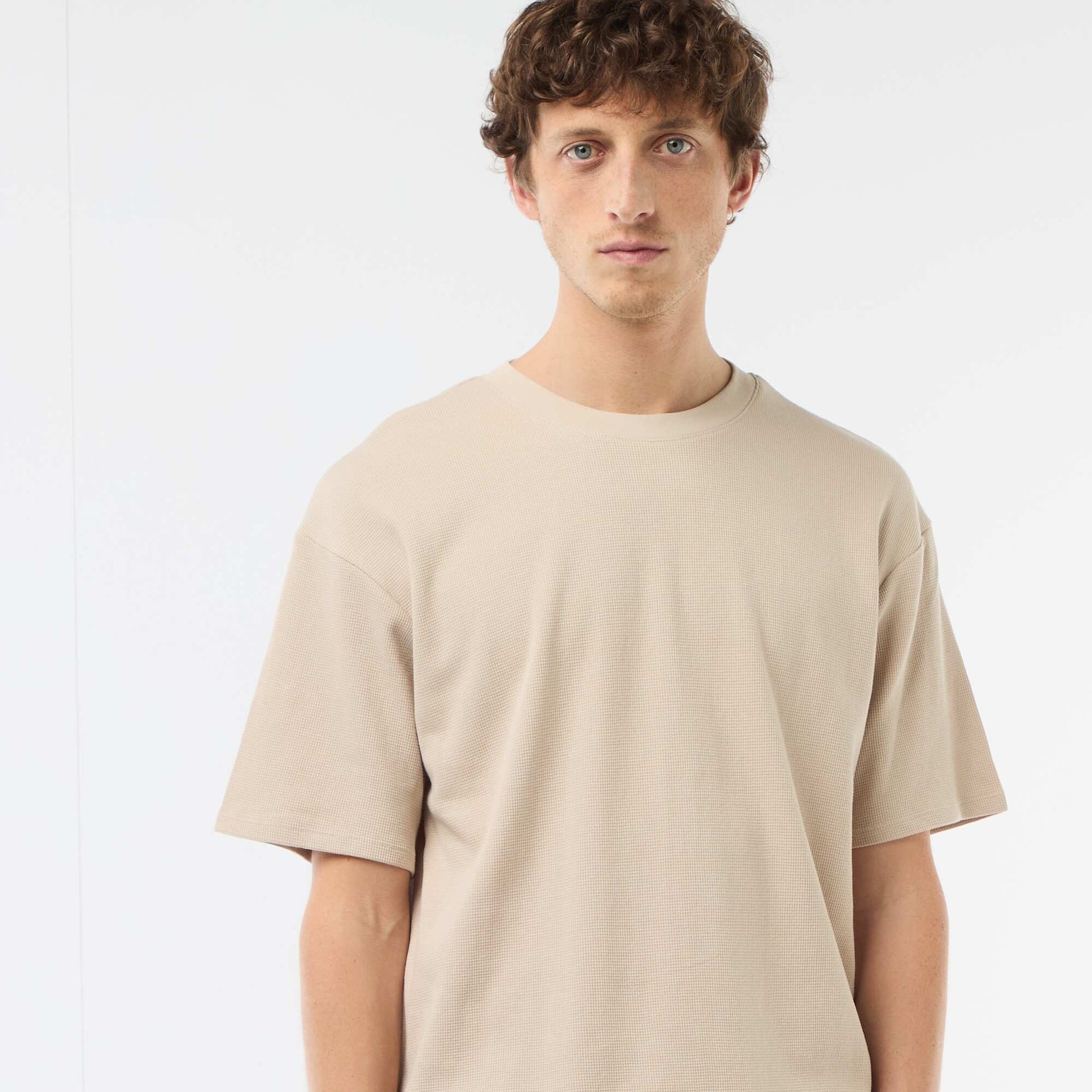 Ensemble court de pyjama en nid d'abeilles - 2 pièces BEIGE