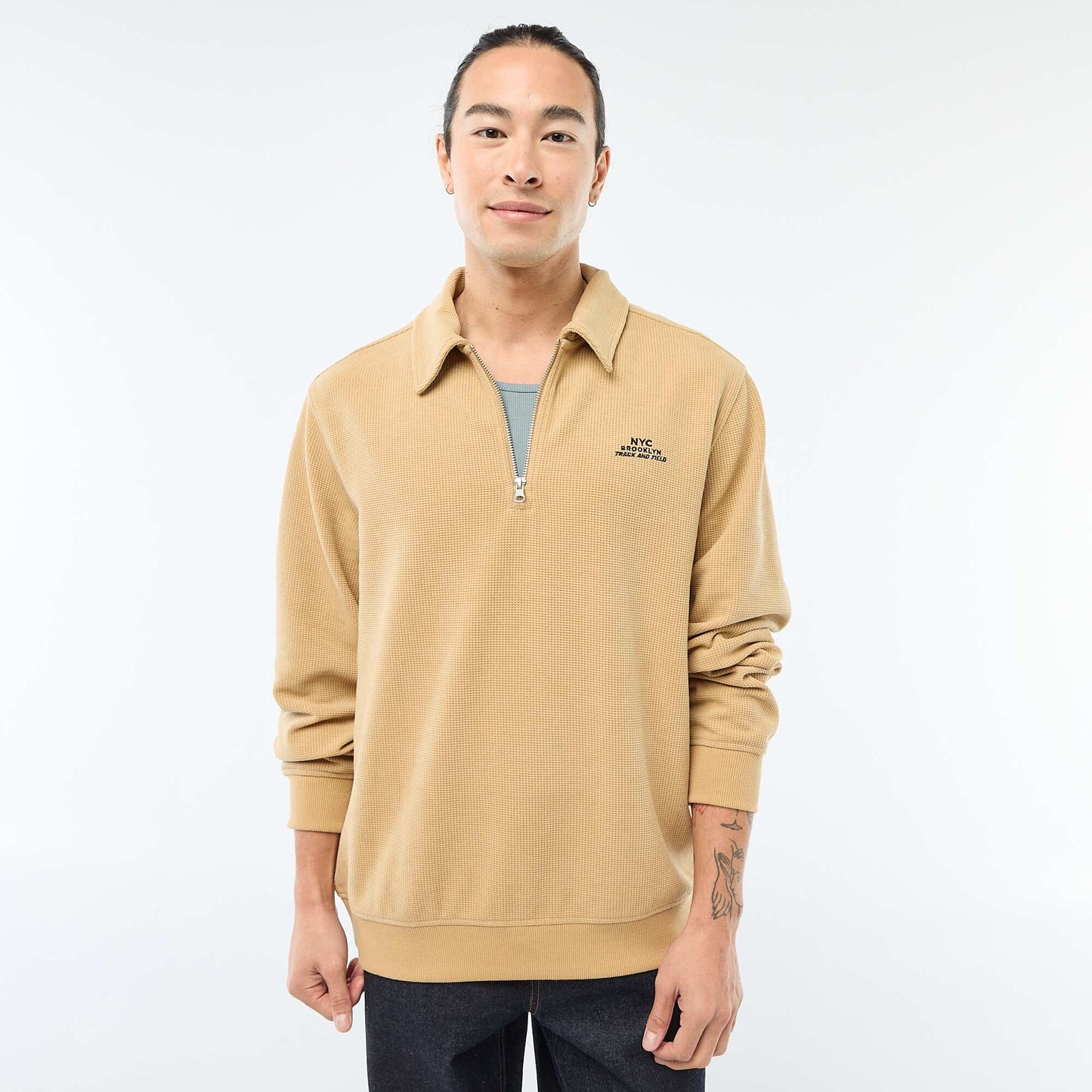 Sweat en matière gaufrée BEIGE