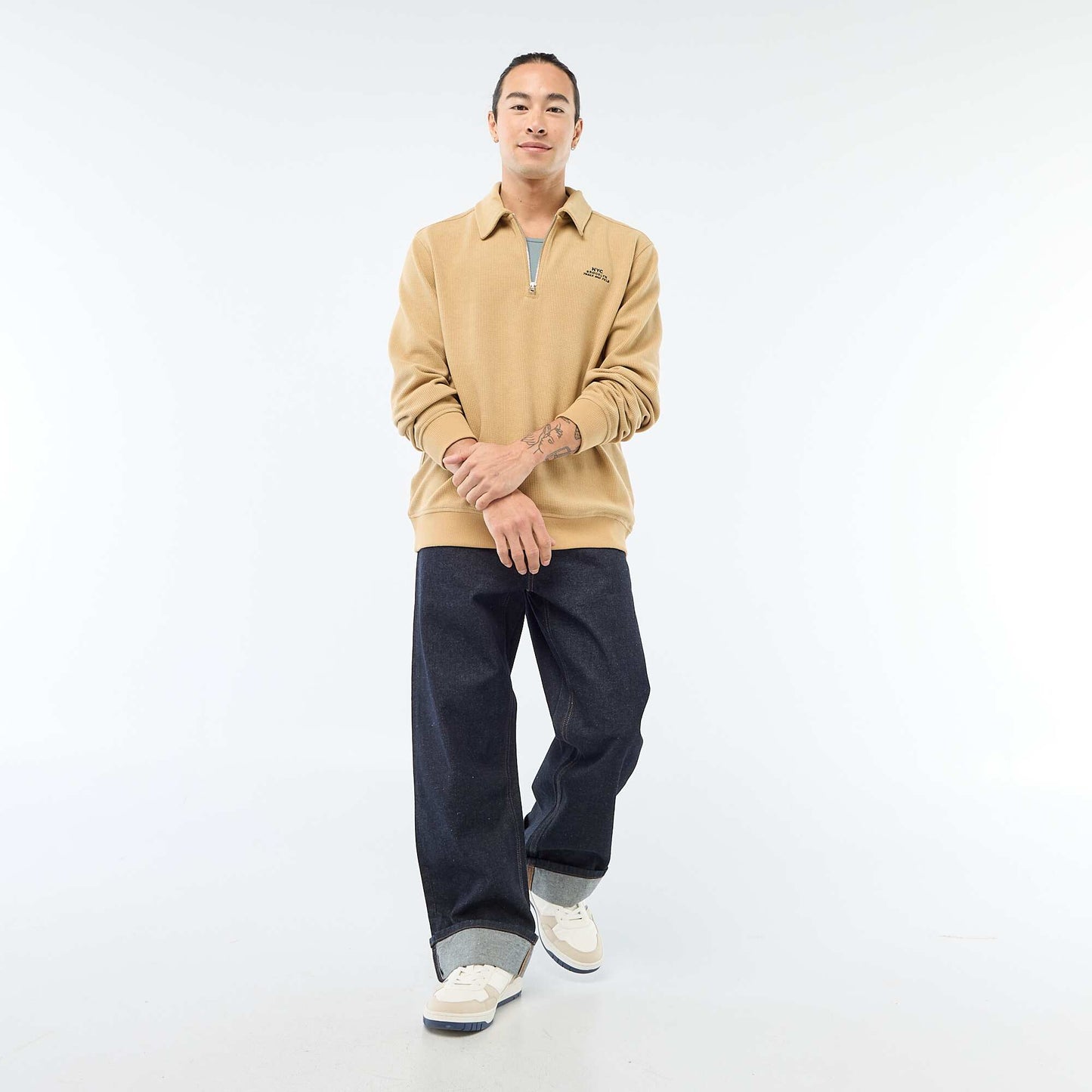 Sweat en matière gaufrée BEIGE