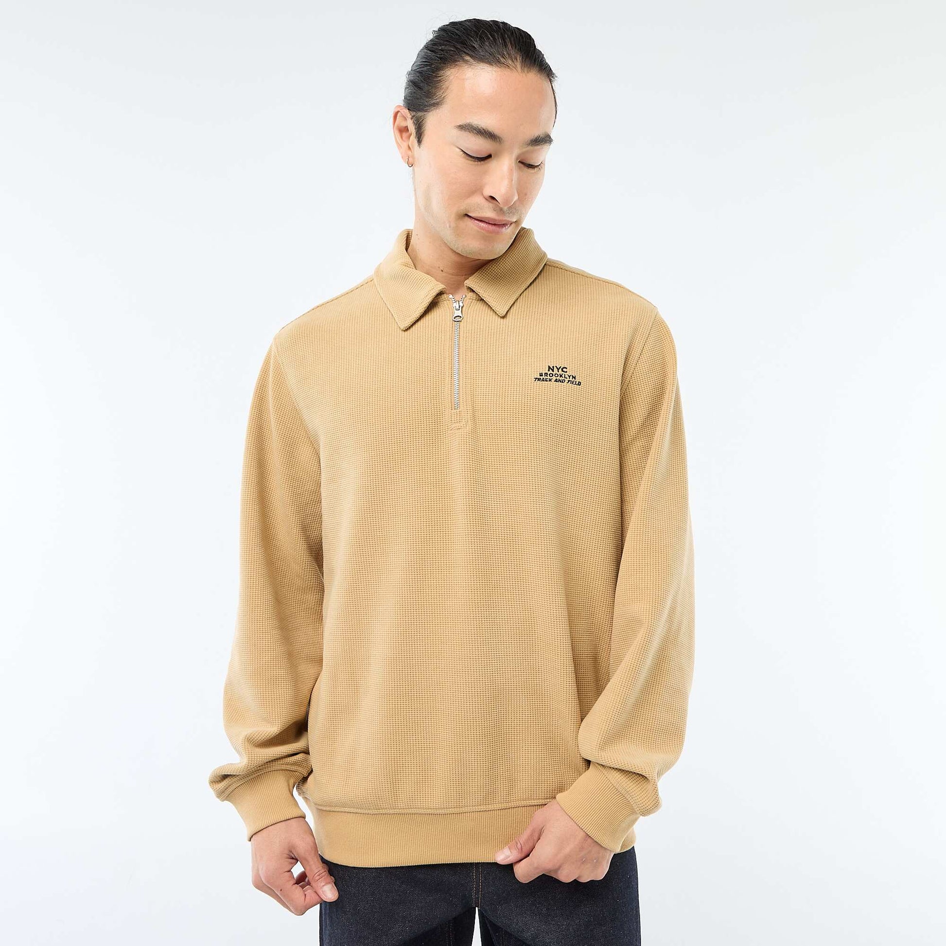 Sweat en matière gaufrée BEIGE
