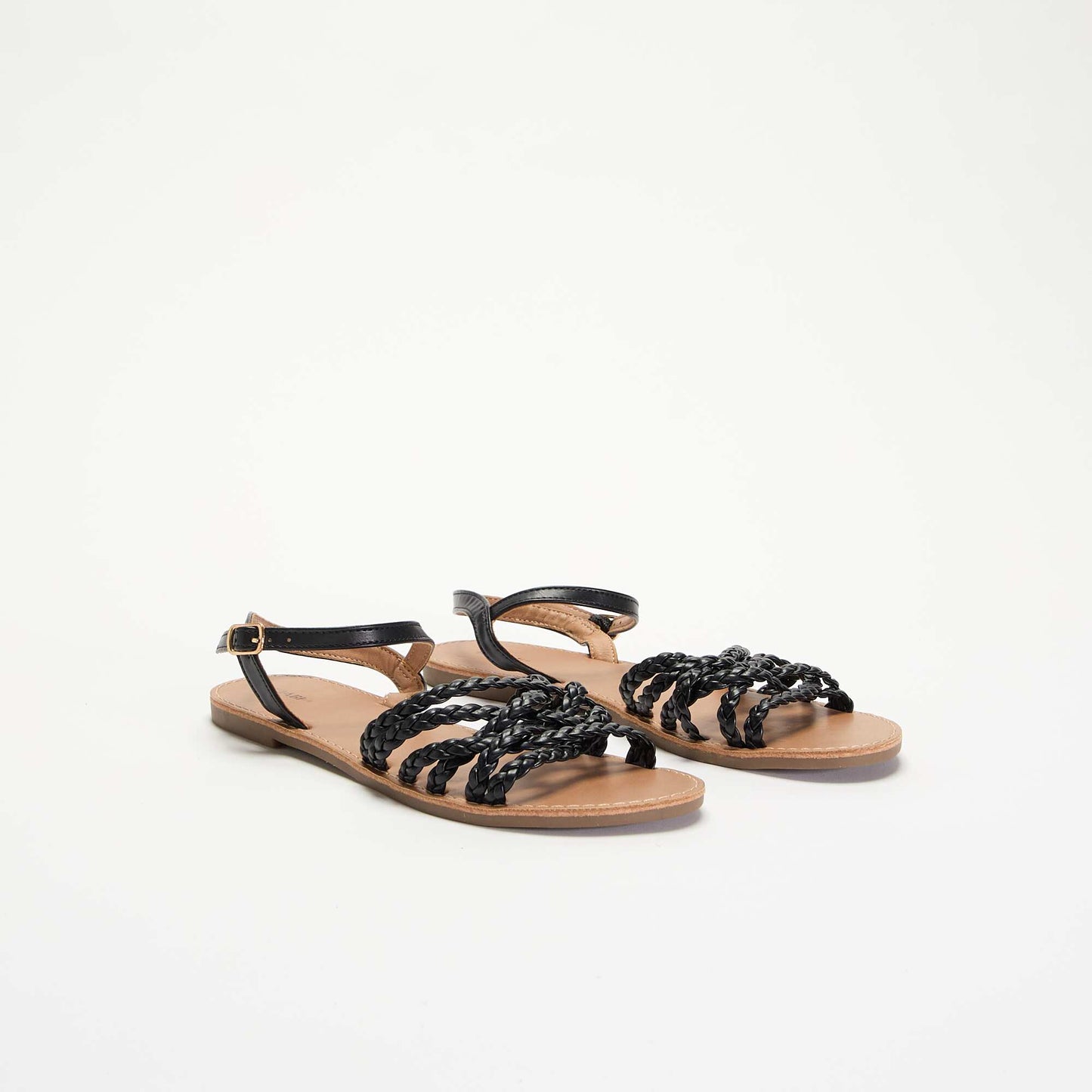 Sandales multi brides tressées NOIR