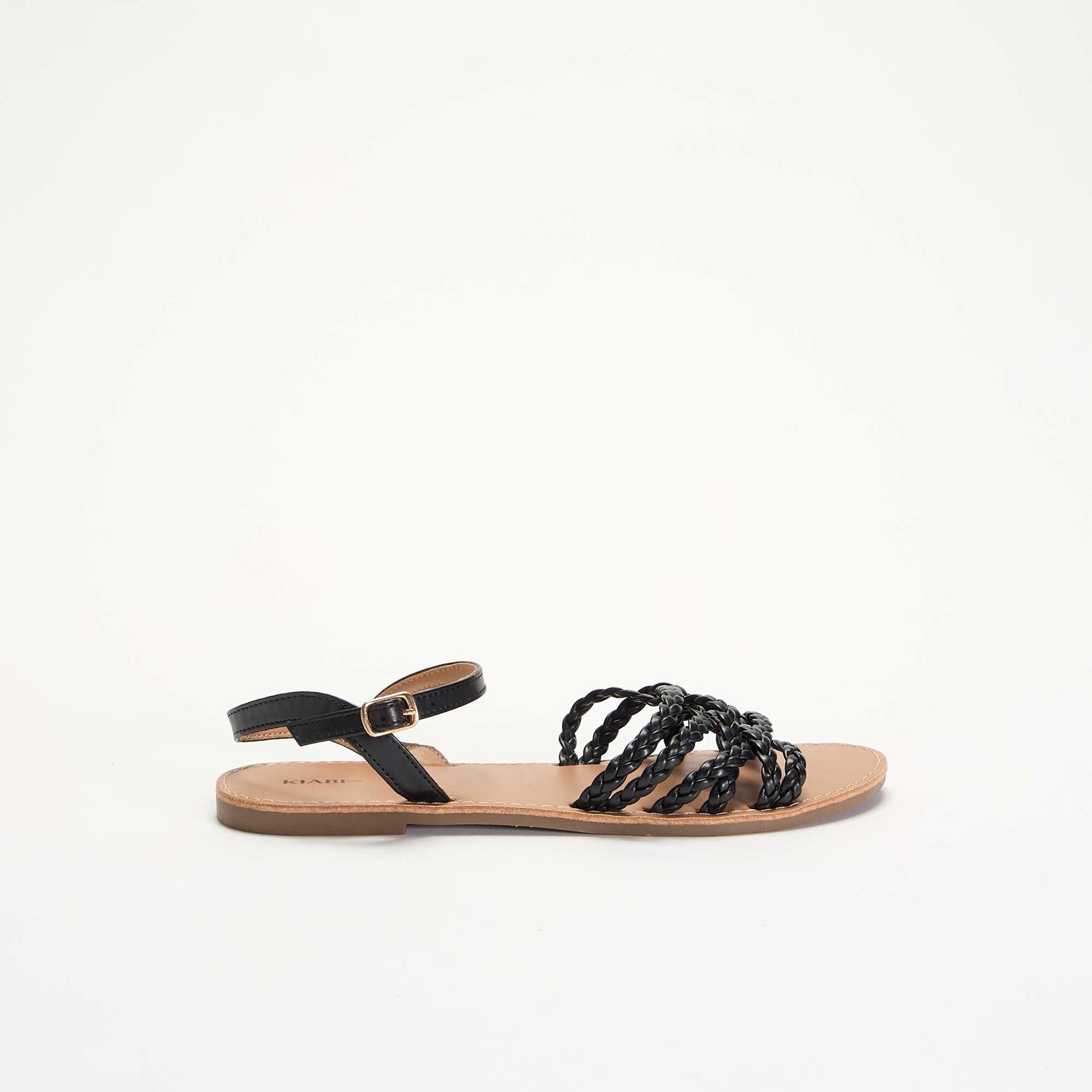 Sandales multi brides tressées NOIR