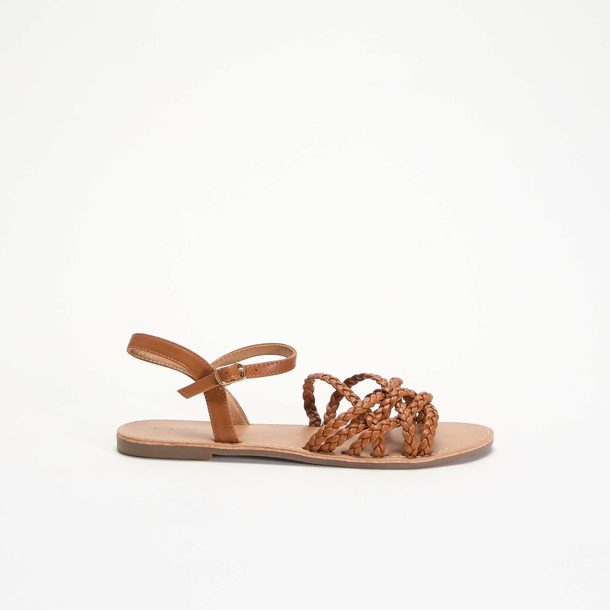 Sandales multi brides tressées MARRON