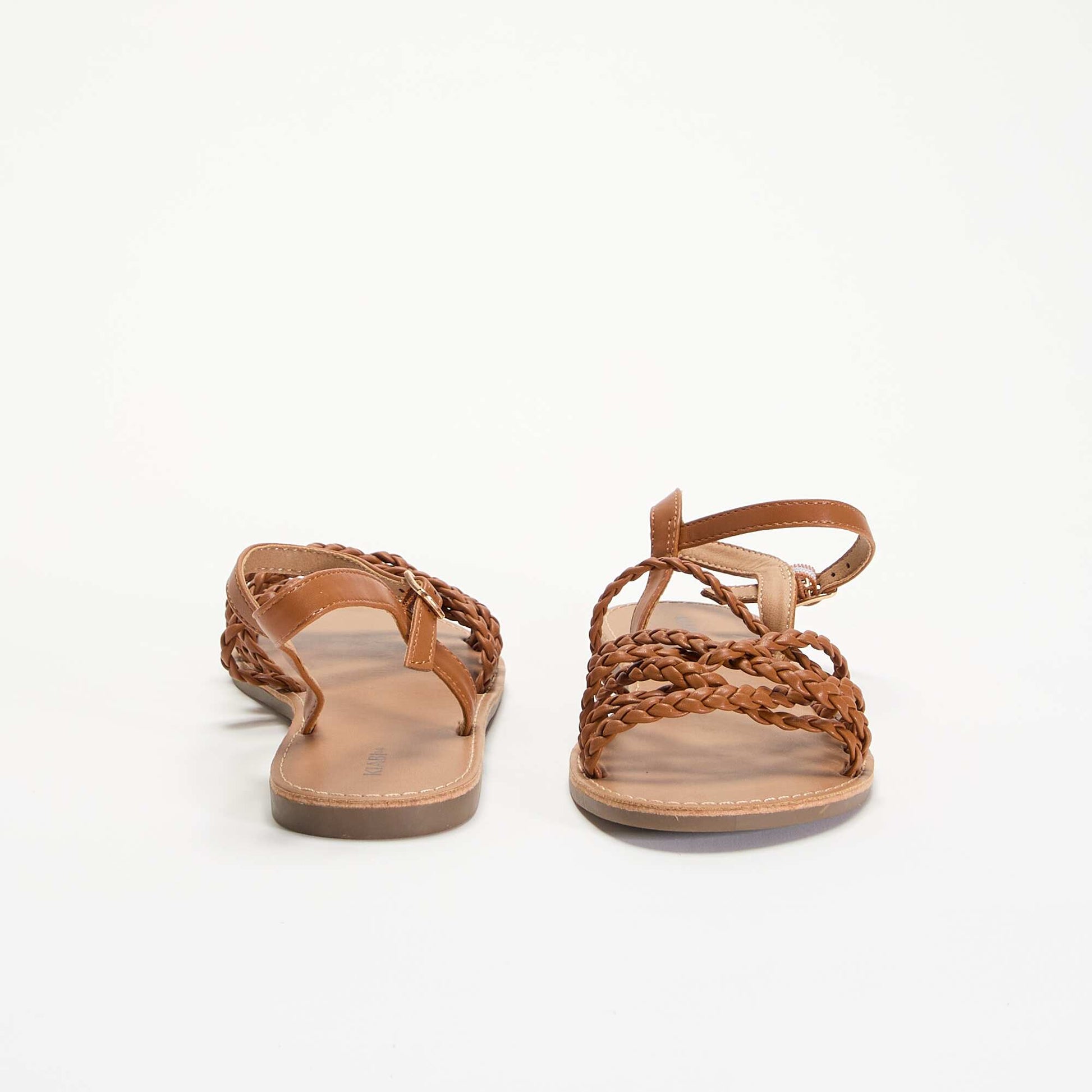 Sandales multi brides tressées MARRON