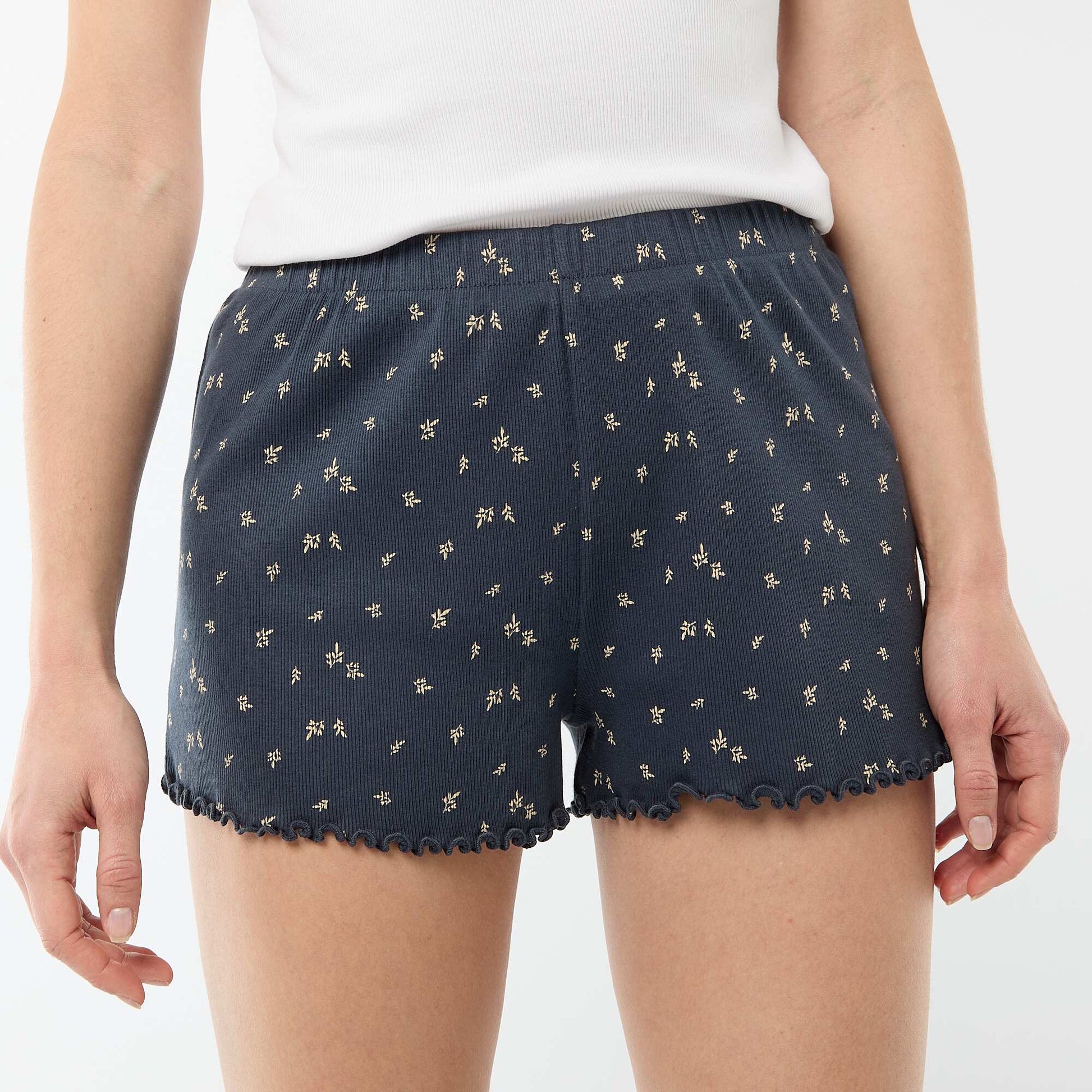 Short court de pyjama 'fleurs' all-over en coton BLEU