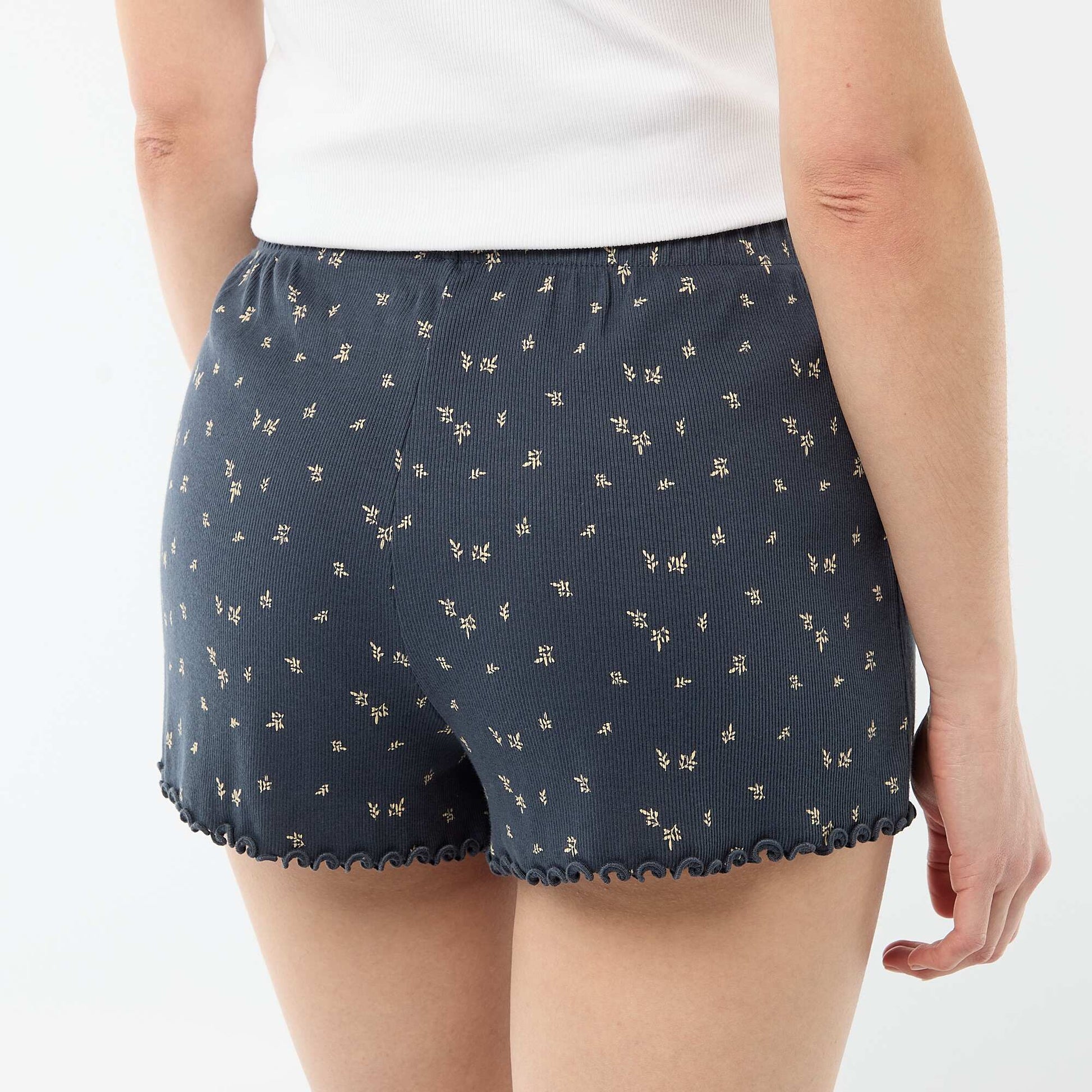Short court de pyjama 'fleurs' all-over en coton BLEU