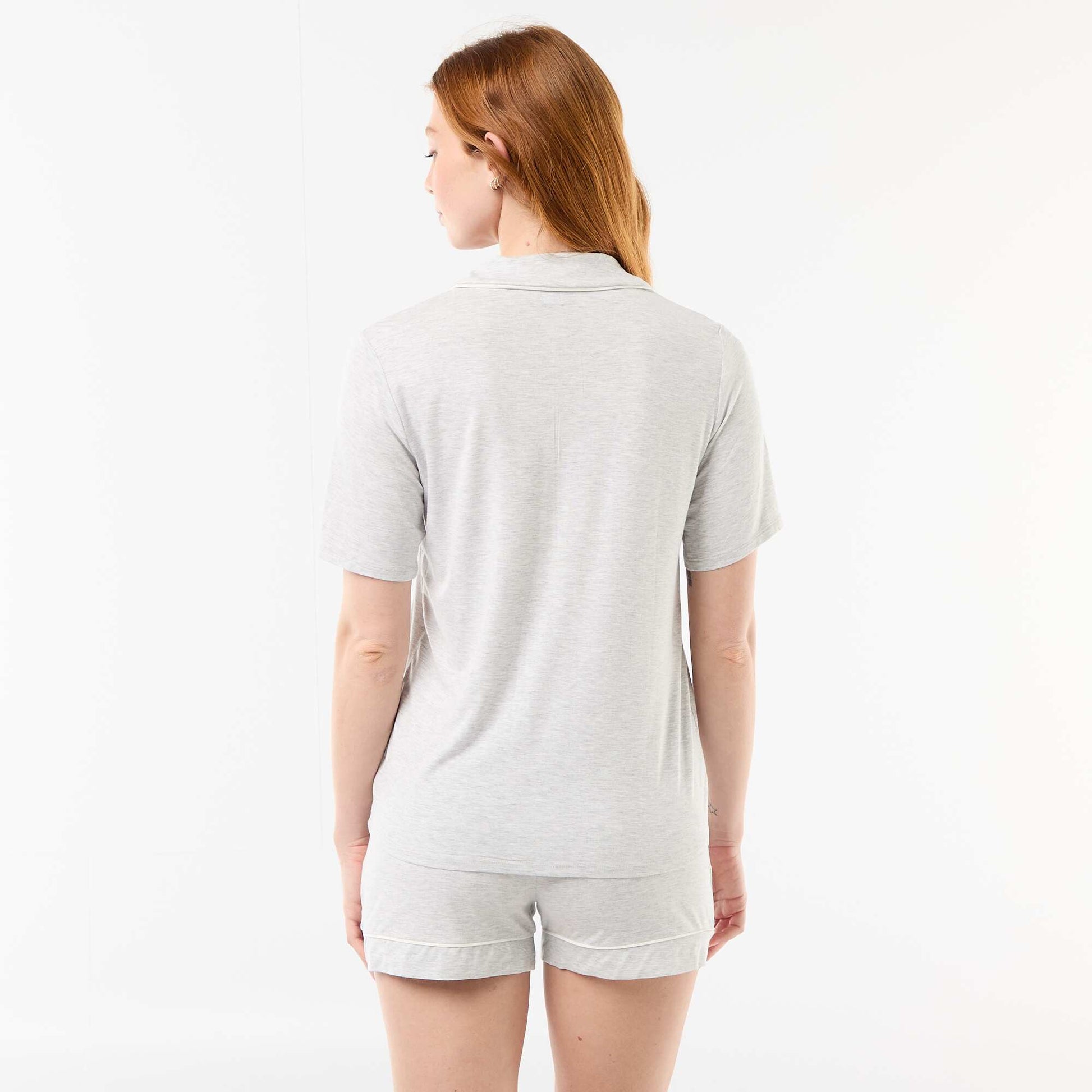 Pyjama court en viscose chiné - 2 pièces GRIS