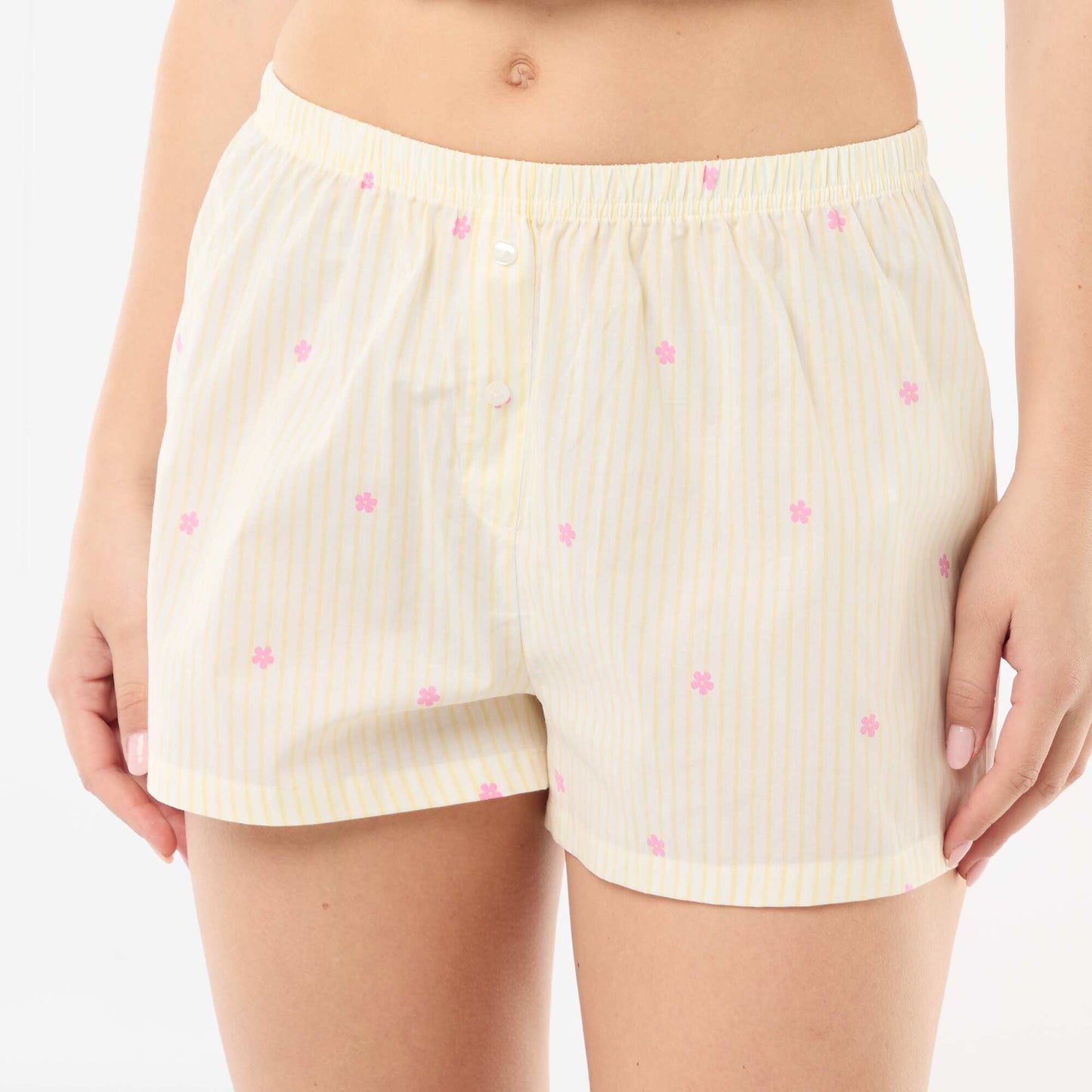 Short élastiqué all-over rayé JAUNE