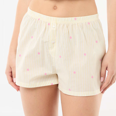 Short élastiqué all-over rayé JAUNE