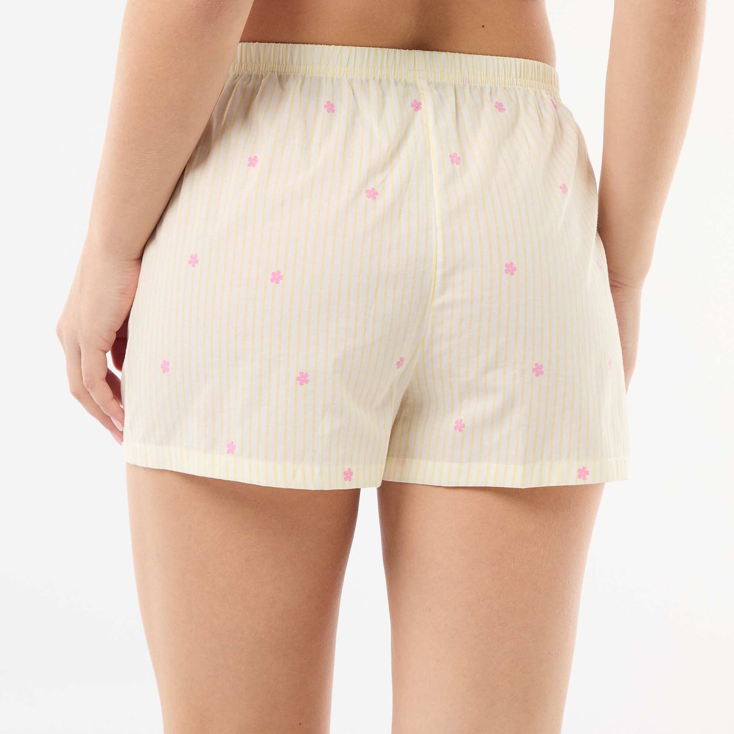 Short élastiqué all-over rayé JAUNE