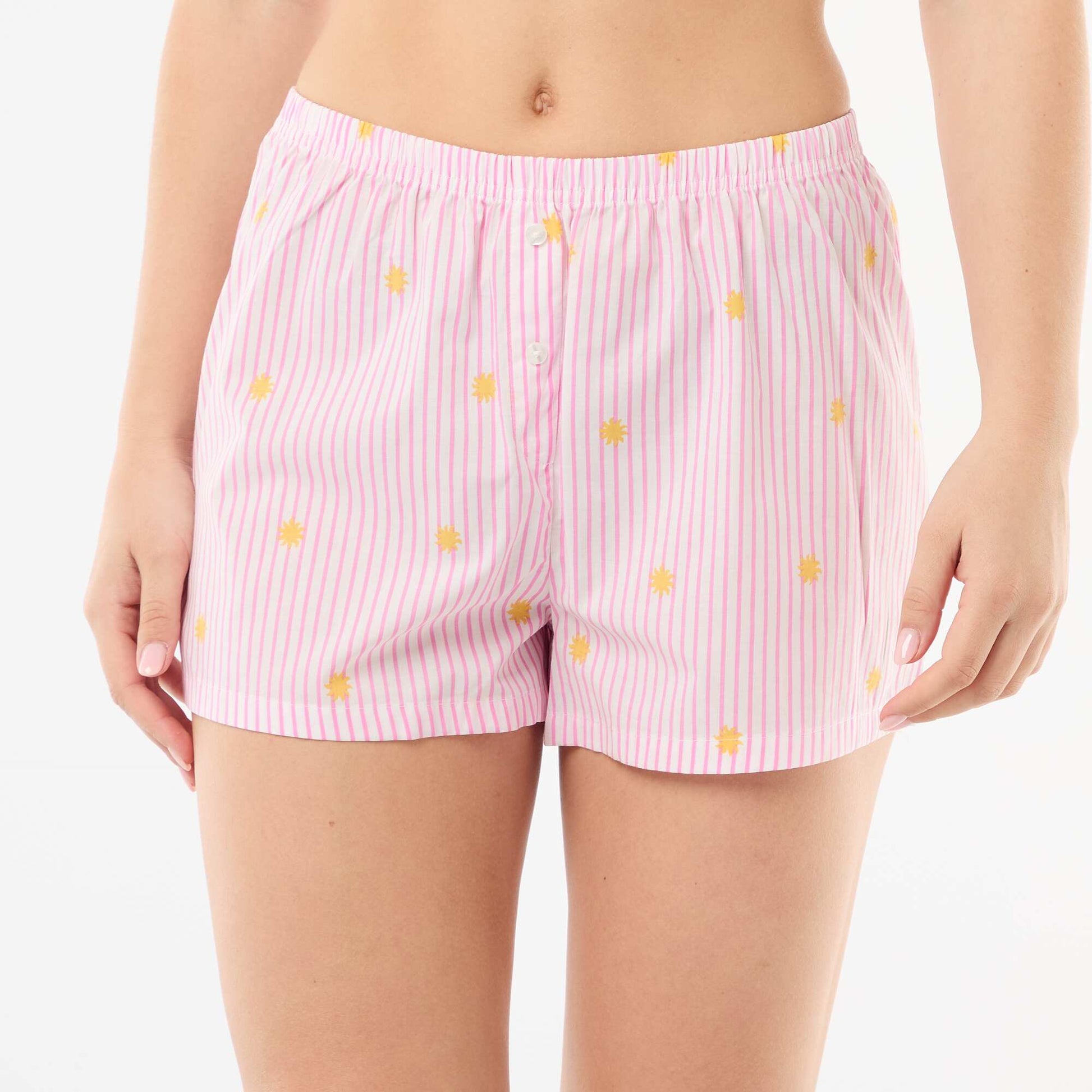 Short élastiqué all-over rayé ORANGE