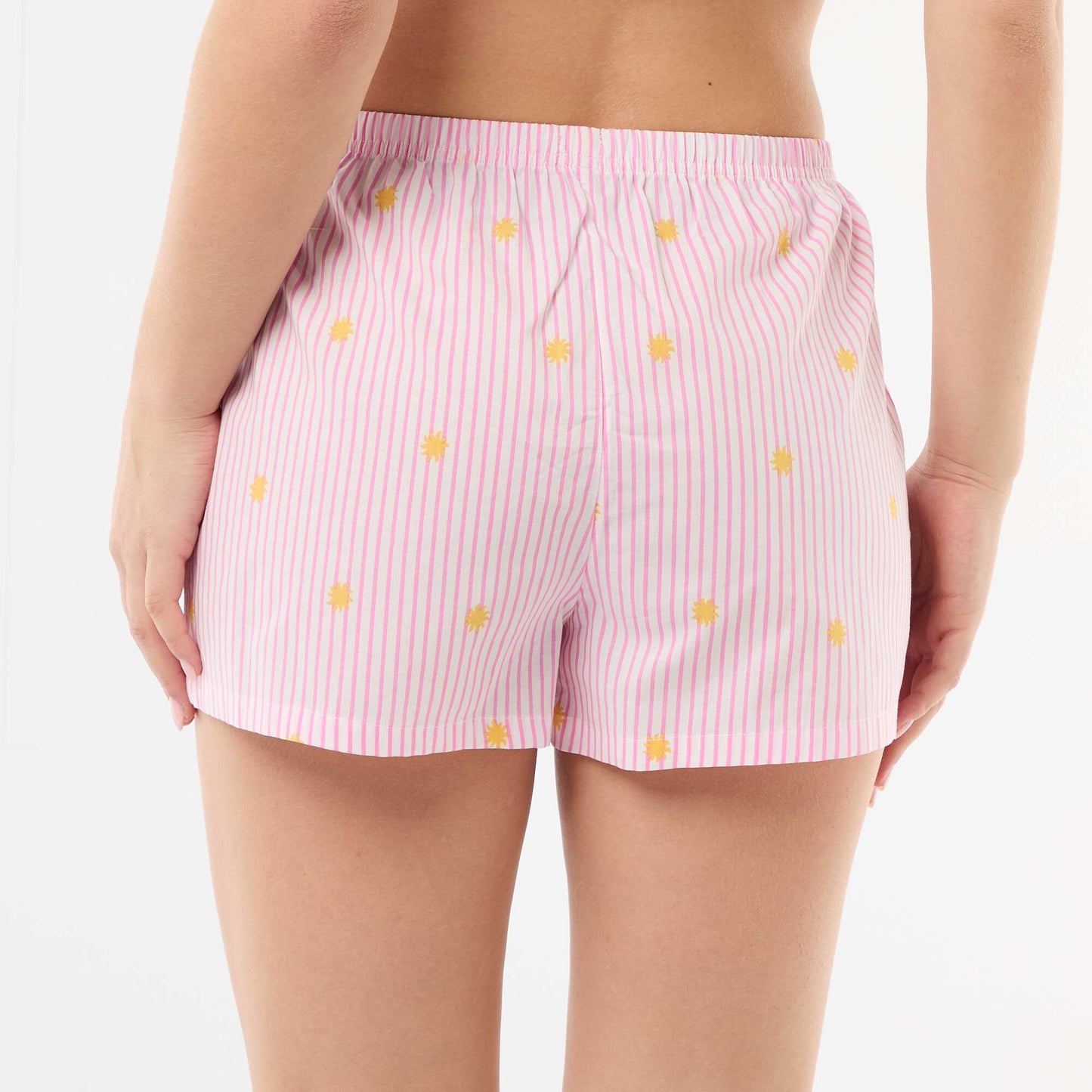 Short élastiqué all-over rayé ORANGE