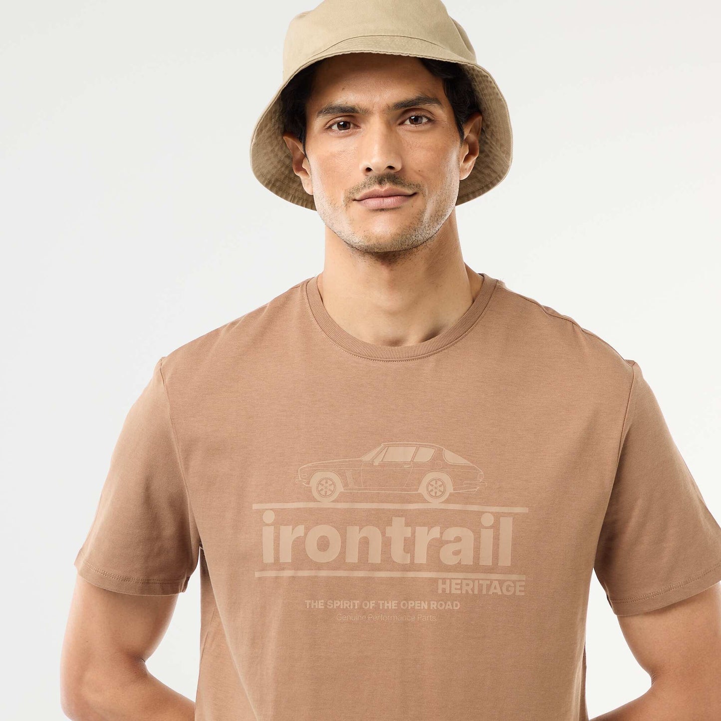 T-shirt imprimé fantaisie MARRON