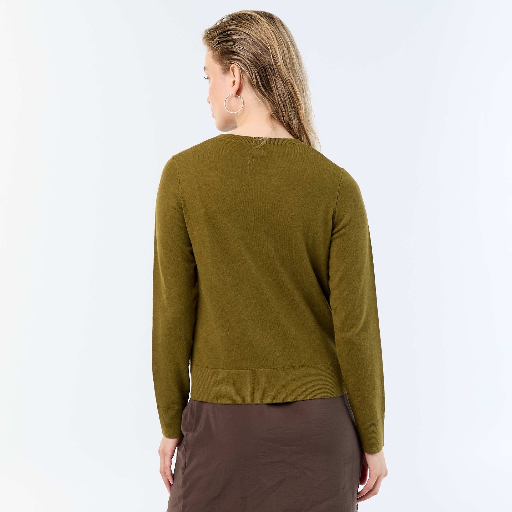 Gilet col rond uni VERT